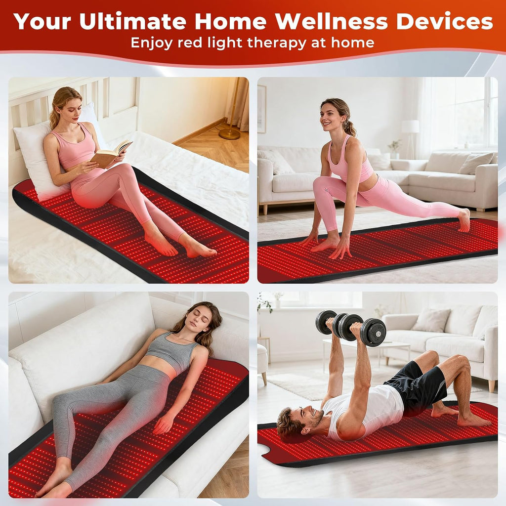 Red Light Therapy Mat for Body, Red Light Therapy Pad with 1260 LEDs, 2 in 1 (660nm & 850nm), Adjustable Timer & Intensity, Premium Leather