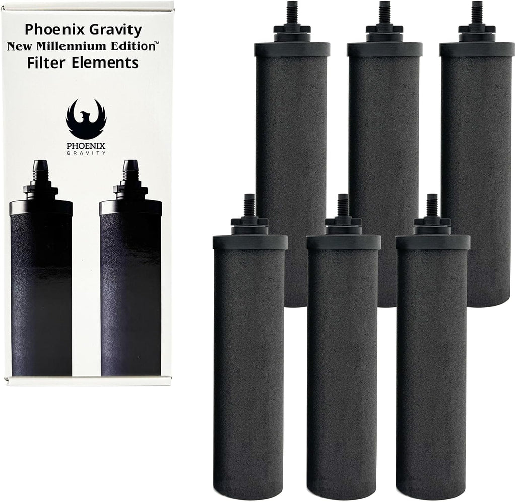 Berkey - Phoenix Gravity New Millennium Edition Water Filter Elements (Set of 6) - NMCL Endorsed Replacement in Lieu of Black Berkey Elements BB9-2