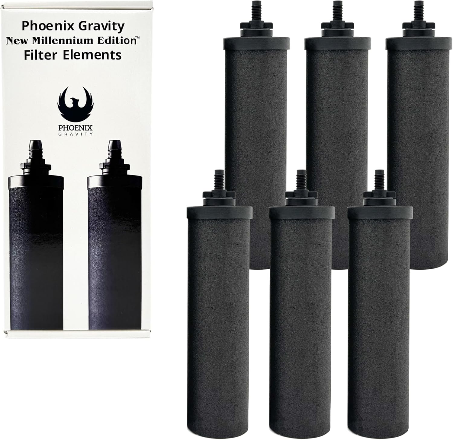 Berkey - Phoenix Gravity New Millennium Edition Water Filter Elements (Set of 6) - NMCL Endorsed Replacement in Lieu of Black Berkey Elements BB9-2