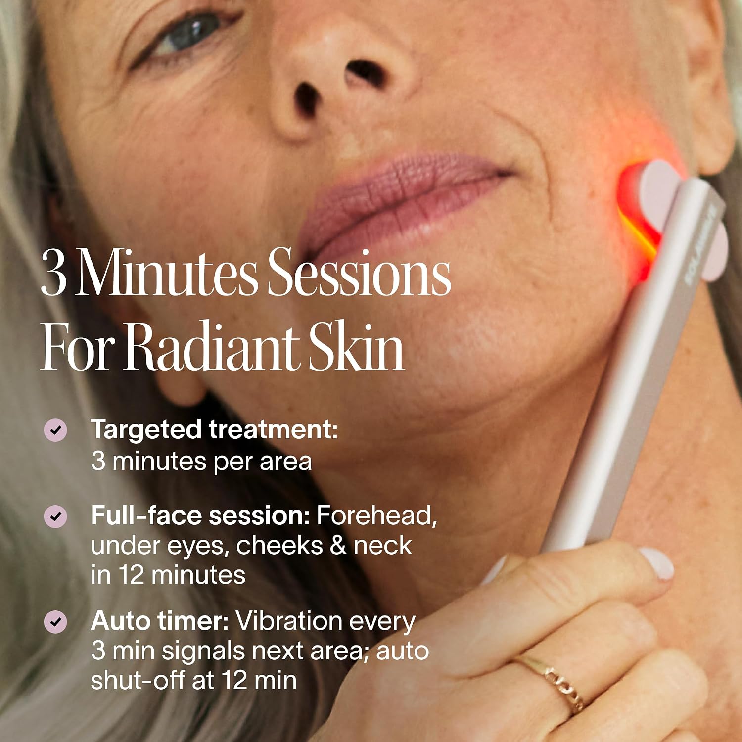 Solawave 4-in-1 Red Light Therapy Wand for Face & Neck | Beauty Device with Galvanic Current, Massager & Warmth | Anti-Aging, Wrinkle Reduction, Skin Tightening, Depuffing & Rejuvenation (Rose Gold)