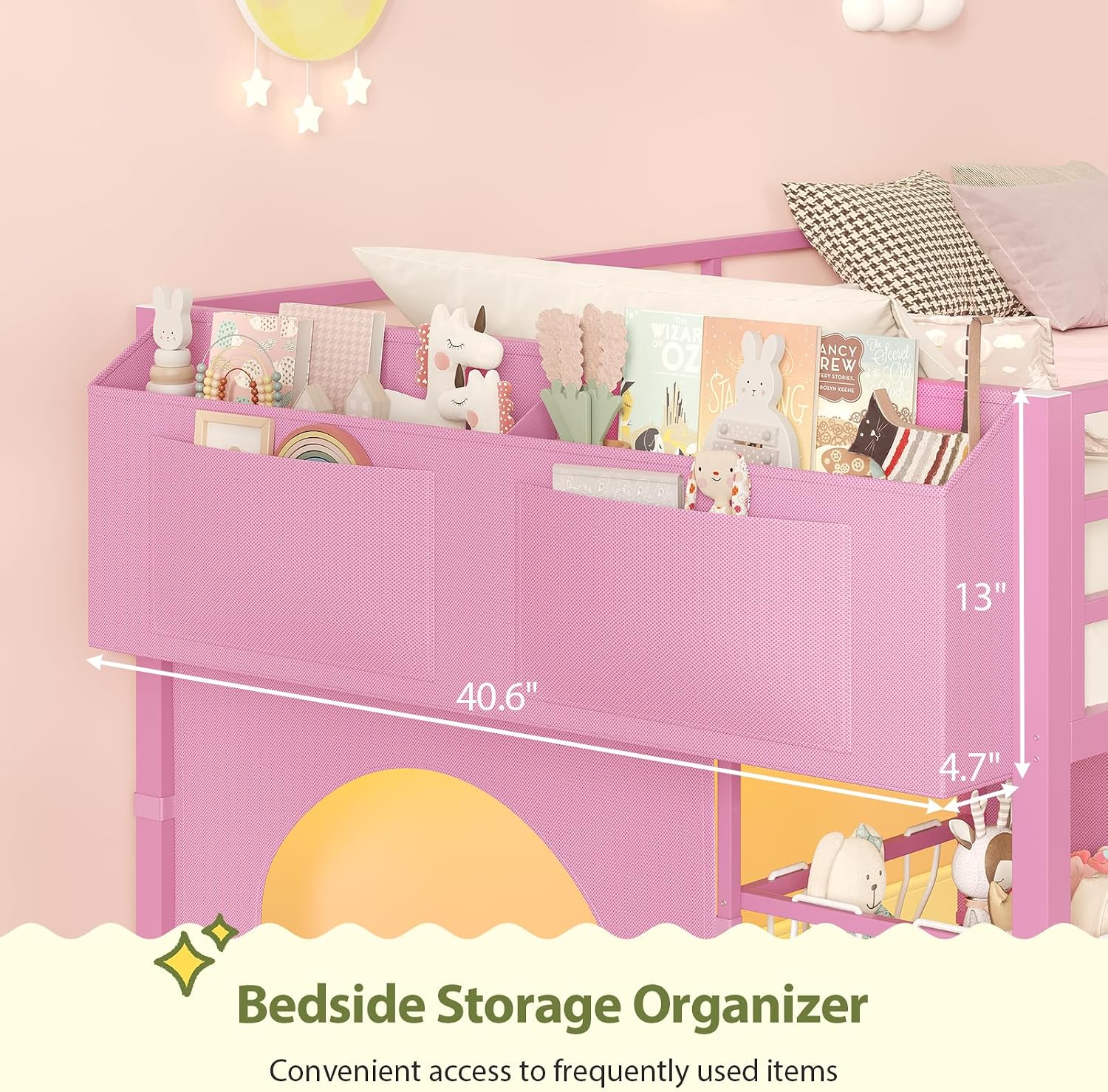 UPOSOJA Twin Size Low Loft Bed with RGB Lights & Play Zone, 8 XL Drawers, Kids Play Loft with 2-Step Ladder & Anti-Tip Kit (Pink)