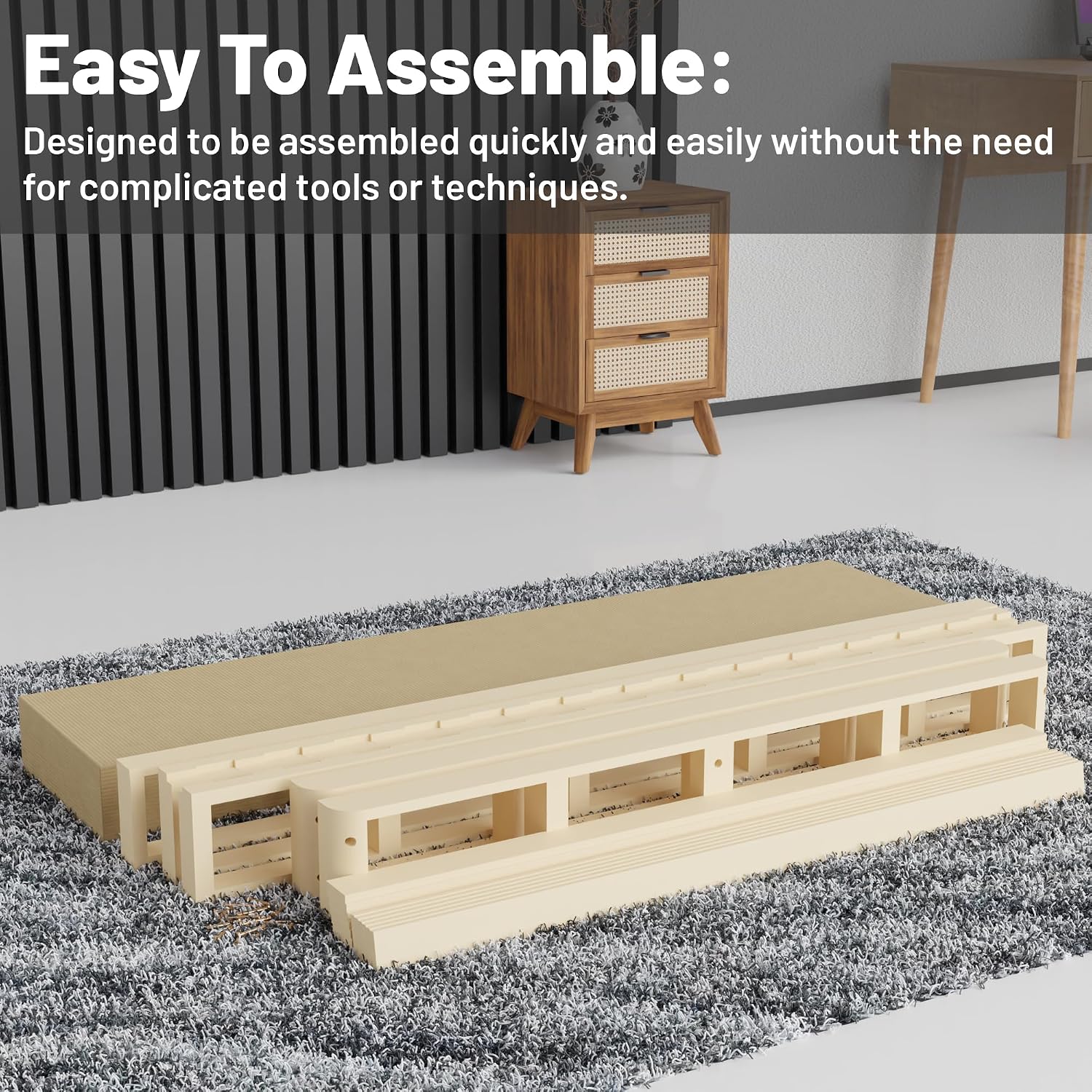Nutan, 4.5-Inch Sturdy Box Spring for Mattress Support-Durable and Easy to Assemble Natural Wood Foundation for Full XL, White