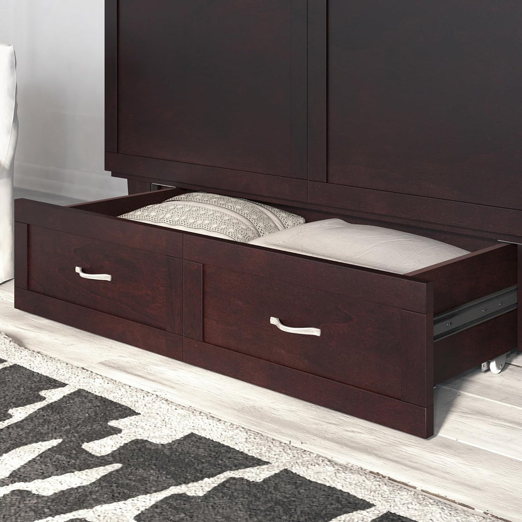AFI, Monroe Queen Murphy Bed Chest with 6' Mattress, Storage Drawer & Built-in USB Charger, Espresso