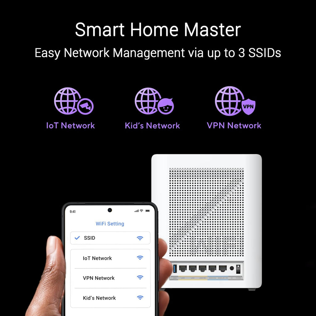 ASUS ZenWiFi BQ16 Pro Quad-Band WiFi 7 Mesh Router (1 Pack), up to 4000 sqft, 2X 10G Ports Each, Smart Home Master with Multi-SSID, VPN & Parental Controls, Subscription-Free Security, AiMesh