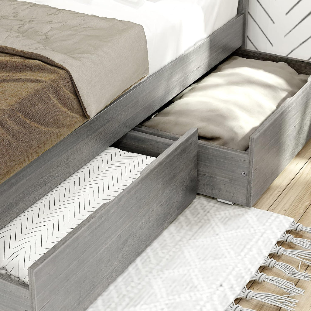 Max & Lily Modern Farmhouse Twin/Twin Bunk Bed with Storage Drawers, Driftwood