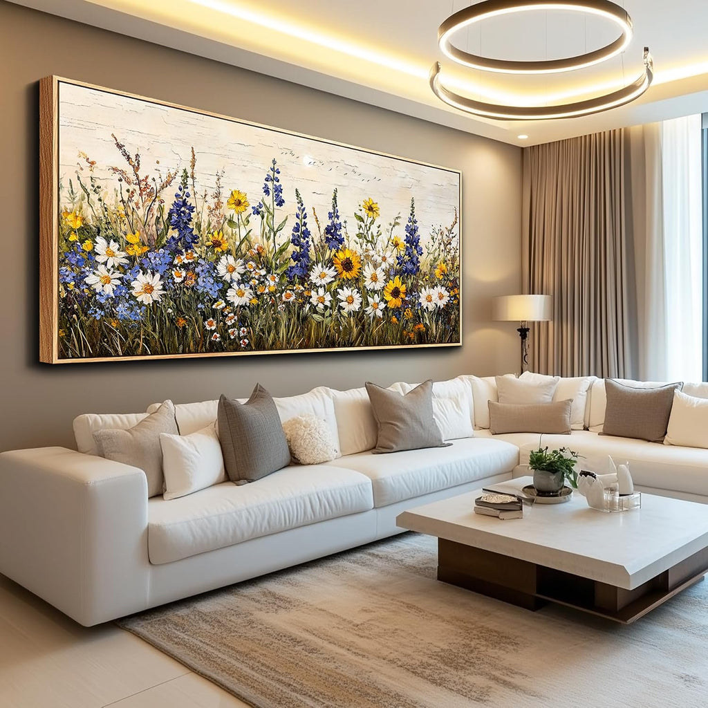 ERQINHUA Farmhouse Wall Decoration For Living Room Large Canvas Wall Art For Bedroom Office Mural Boho Flowers Watercolour Restaurant Wall Pictures Printing Artwork Home Decor 32x72 In Wood Framed