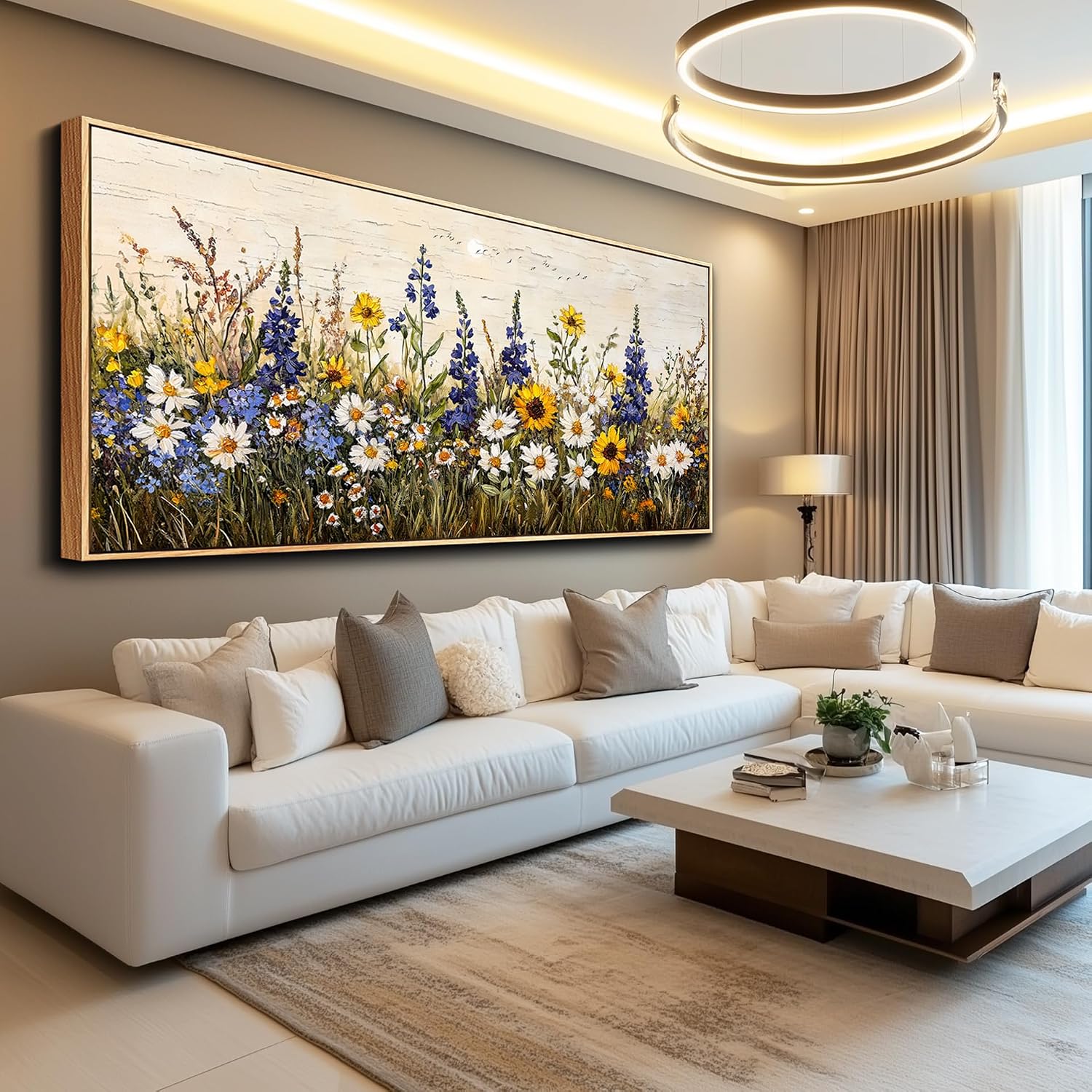 ERQINHUA Farmhouse Wall Decoration For Living Room Large Canvas Wall Art For Bedroom Office Mural Boho Flowers Watercolour Restaurant Wall Pictures Printing Artwork Home Decor 32x72 In Wood Framed