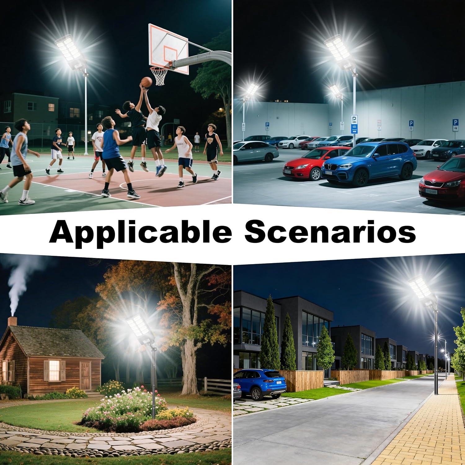 Solar Street Lights Outdoor Waterproof 6500W Solar Flood Lights Dusk to Down with Motion Sensor for Parking Lot, Outdoor Street Light Solar Powered 7000K for Yard Patio and Walkway