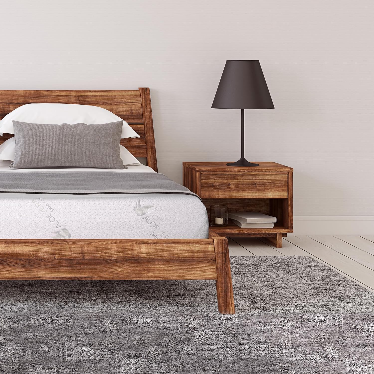 8-Inch Aloe-Infused Memory Foam Mattress ｜Roll-Compressed｜3-Layer Extra Firm Comfort and Support｜Refreshing Sleep for Master/Guest Bedroom｜White｜Twin Size