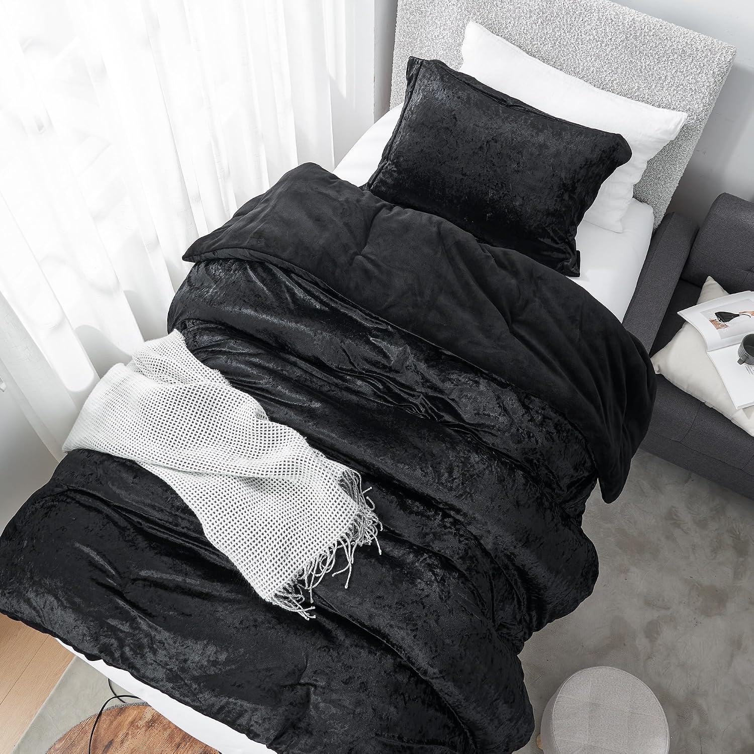 Byourbed Velvet Crush - Coma Inducer® Twin XL Comforter Set - Champagne Black