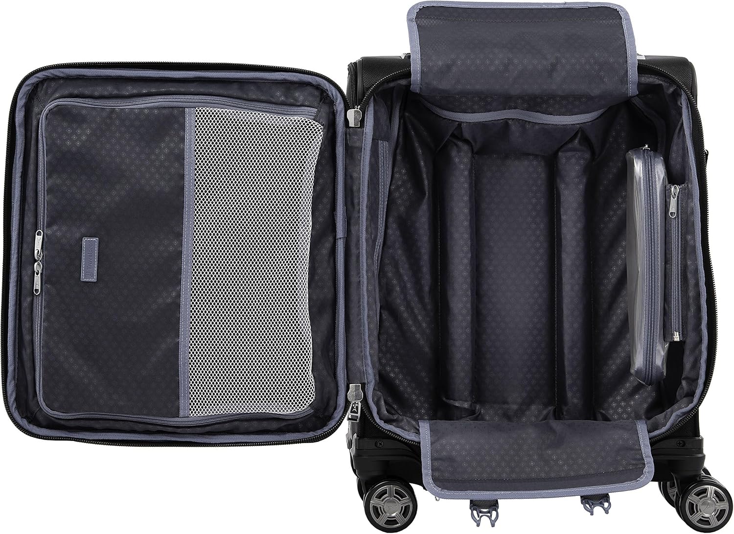 Travelpro Platinum Elite Softside Expandable Carry on Luggage, 8 Wheel Spinner Suitcase, USB Port, Men and Women, International, Shadow Black, Carry On 19-Inch