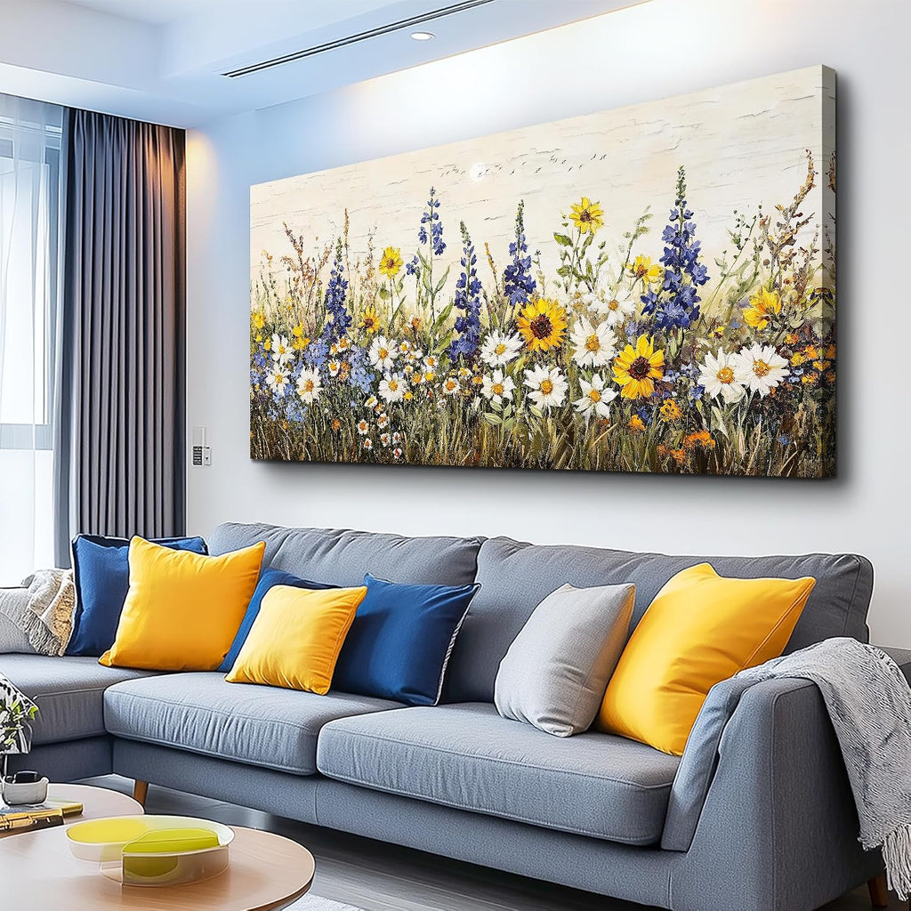 ERQINHUA Farmhouse Wall Decor For Living Room Large Canvas Wall Art For Bedroom Office Decorations Boho Wall Paintings Flowers Watercolour Pictures Printing Artwork Ready To Hang Home Decor 30'X60'