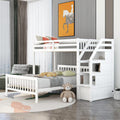Harper & Bright Designs Twin Over Full Loft Beds, Bunk Beds Twin Over Full with Stairway and Storage, Full-Length Guardrail, No Box Spring Needed (White, Twin over Full)