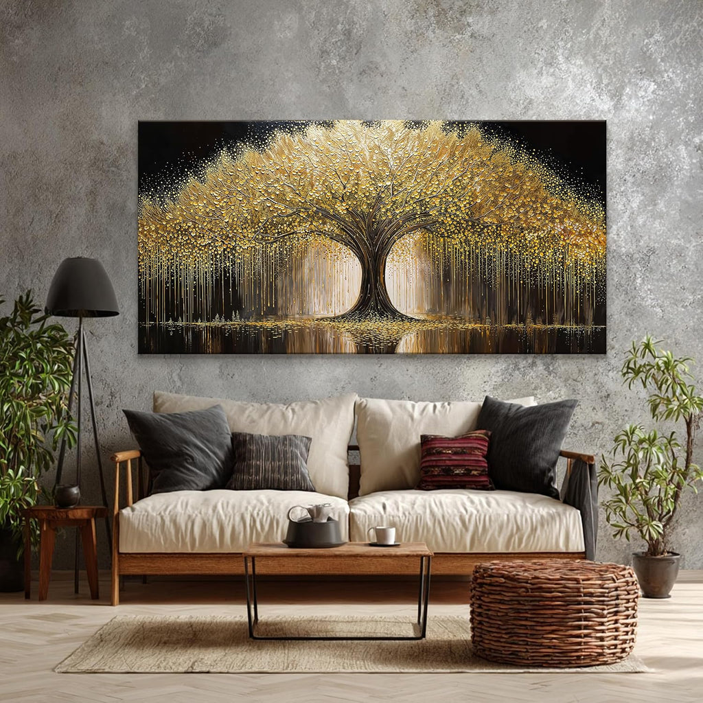 Large Wall Art Decor Gold Tree Of Life Wall Art Artwork Prints Canvas Art Wall Decor Painting Prints Gold Tree Large Abstract Wall Decor Picture For Living Room Bedroom Office 35x70 Inch