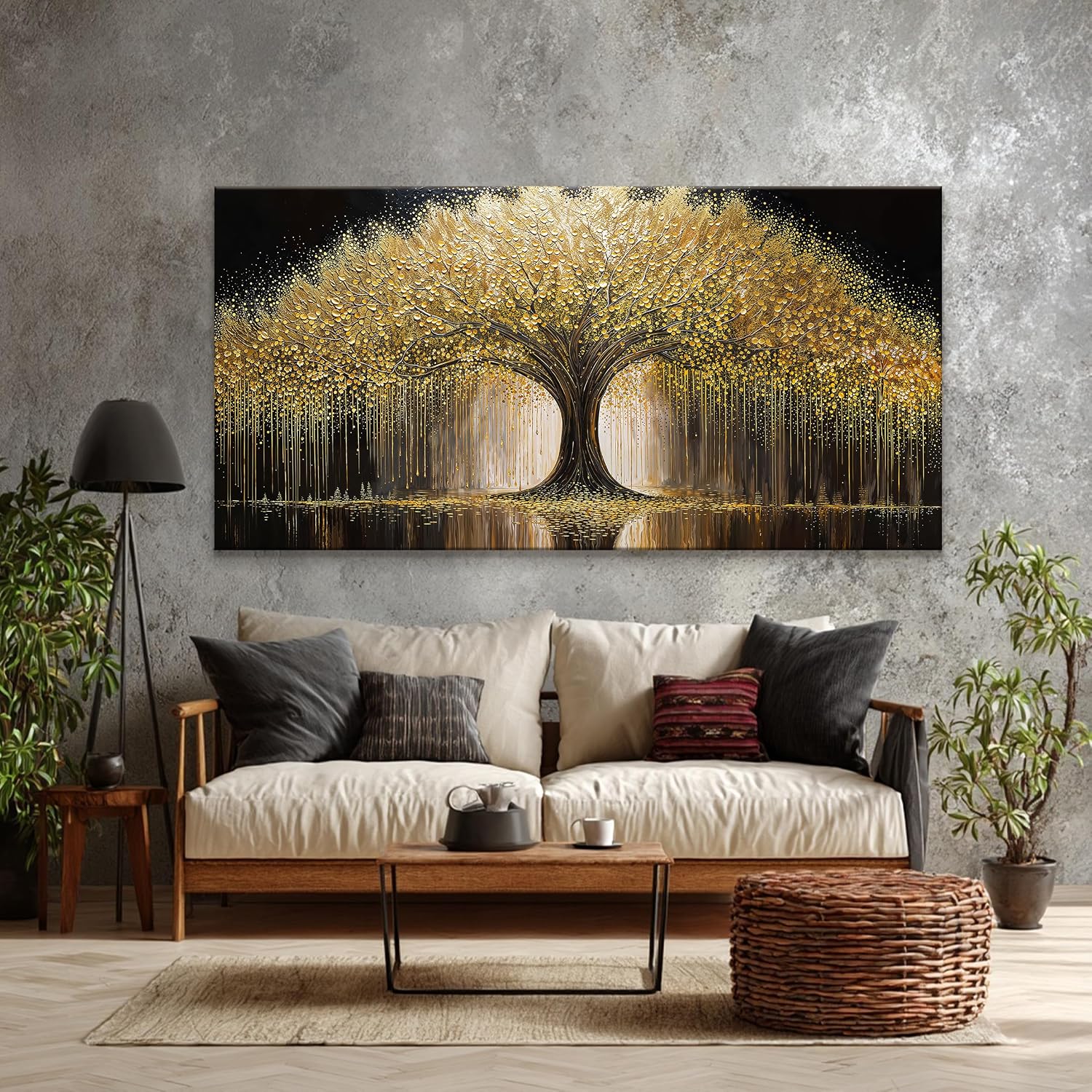 Large Wall Art Decor Gold Tree Of Life Wall Art Artwork Prints Canvas Art Wall Decor Painting Prints Gold Tree Large Abstract Wall Decor Picture For Living Room Bedroom Office 35x70 Inch