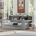 Mirightone Corner Twin Bed Frame with Bookcase Storage and Desk, Wood Day Beds with 2 Drawers, Twin Size Daybed with Storage for Living Room,Bedroom & Guest Room, Gray