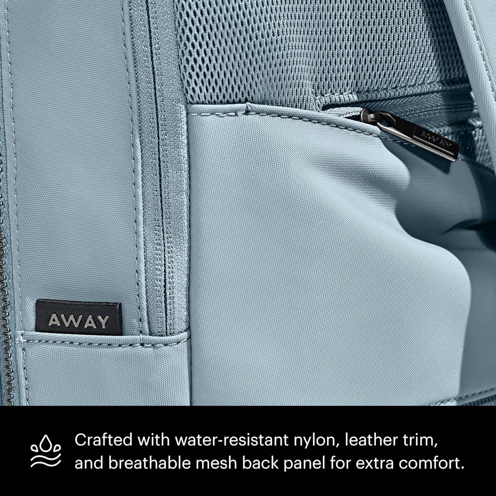 Away Amazon Exclusive The Everywhere Zip Backpack - Personal Item Airline Approved Backpack with 16' Padded Laptop Sleeve, Water Bottle Pocket, Interior and Exterior Pockets - Sky Blue