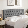 Huatean Home Tufted Upholstered Headboard California King Size, Solid Wood Head Board with Durable Metal Legs, Adjustable Height Bed headboard from 37' to 51' Fabric Headboard in Button Design, Grey