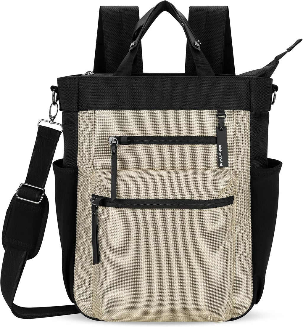 Sherpani Soleil, Anti Theft Convertible Backpack, 3 in 1 Tote, Crossbody Purse, 18L Travel Bag, Fits 13' Laptop (Straw Signature)