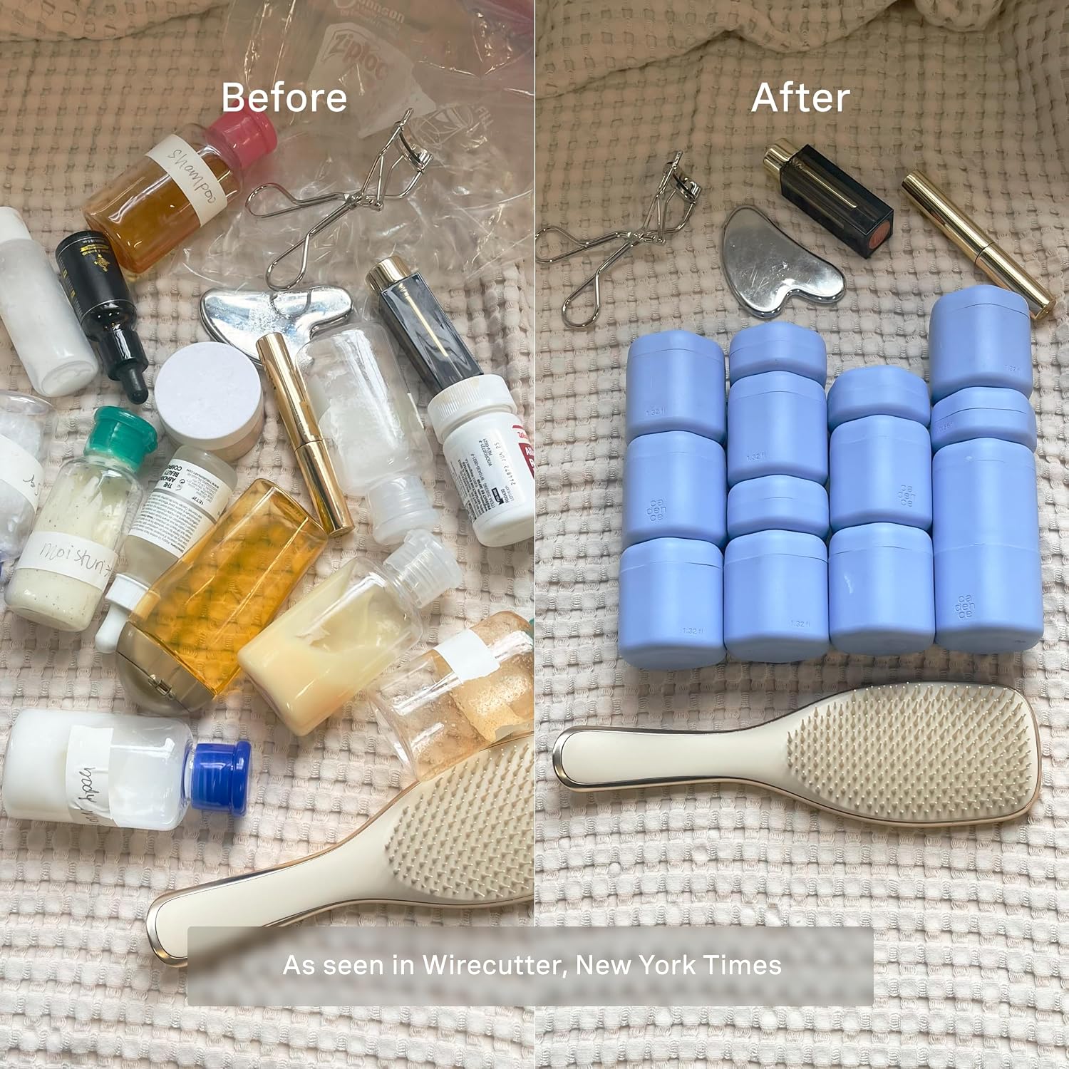 Cadence Travel Containers - Daily Routine Capsule Set - Magnetic Containers with Lids,4 Flex Mediums (1.32oz) & 3 Flex Smalls (0.56oz) - Shampoo, Conditioner, Body Wash, Pills, & More - Pacific