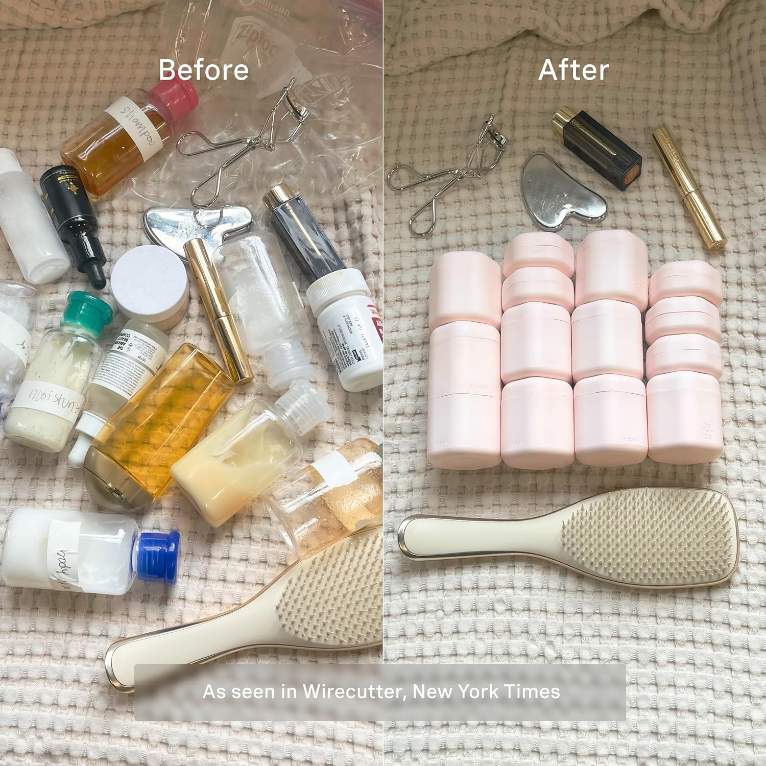 Cadence Travel Containers - Full Skincare Set - Magnetic Containers with Lids,Carry On Travel Essentials For Women/Men - 2 Small (0.56oz), 4 Medium Capsules (1.32oz), & Extender (1.43oz) - Petal