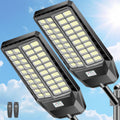 CEDIO 10000W Solar Street Lights Outdoor, Solar Lights Outdoor Waterproof Commercial Street Light Dusk to Dawn, LED Security Flood Light with Motion Sensor for Parking Lot, Yard, Garage, 2 Pack