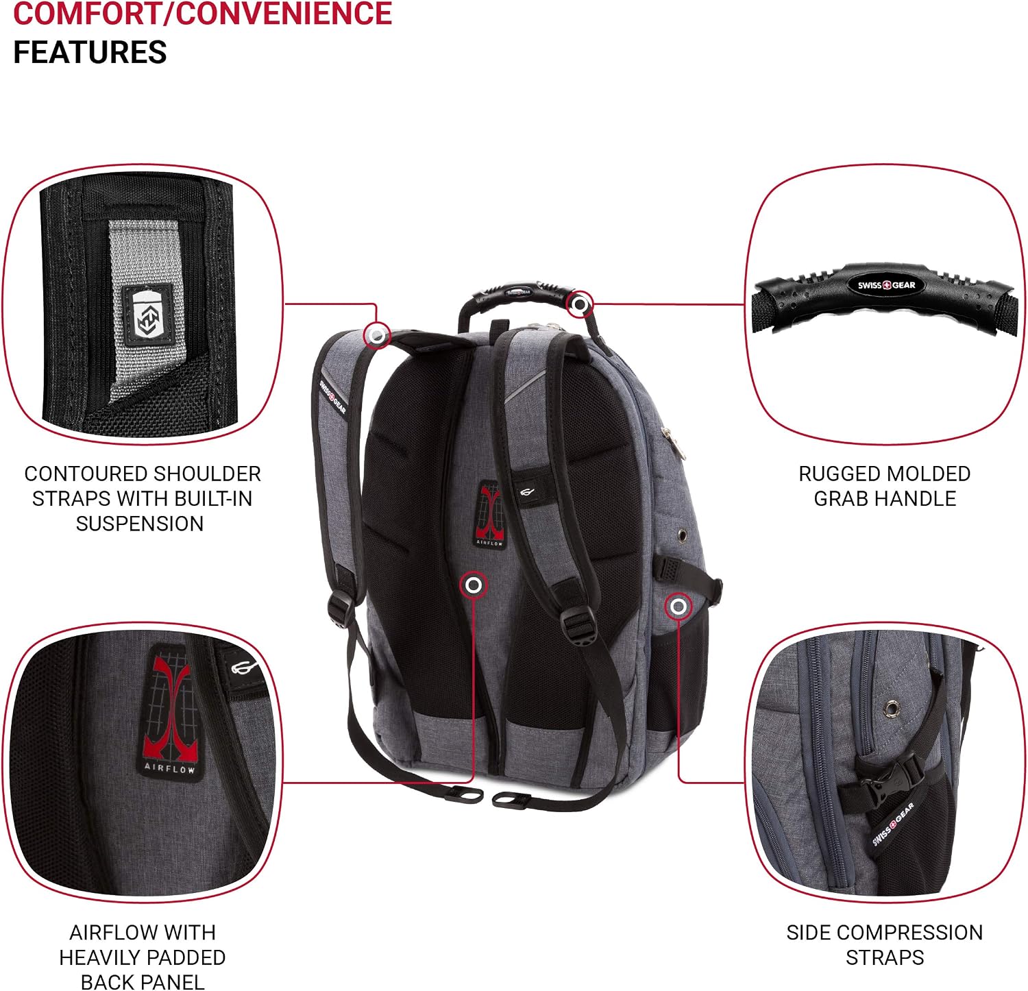 SwissGear 5977 ScanSmart TSA Friendly Laptop Backpack, Fits Most 17 Inch Laptops and Tablets, Ideal for Work, Travel, School, College, and Commuting, Grey