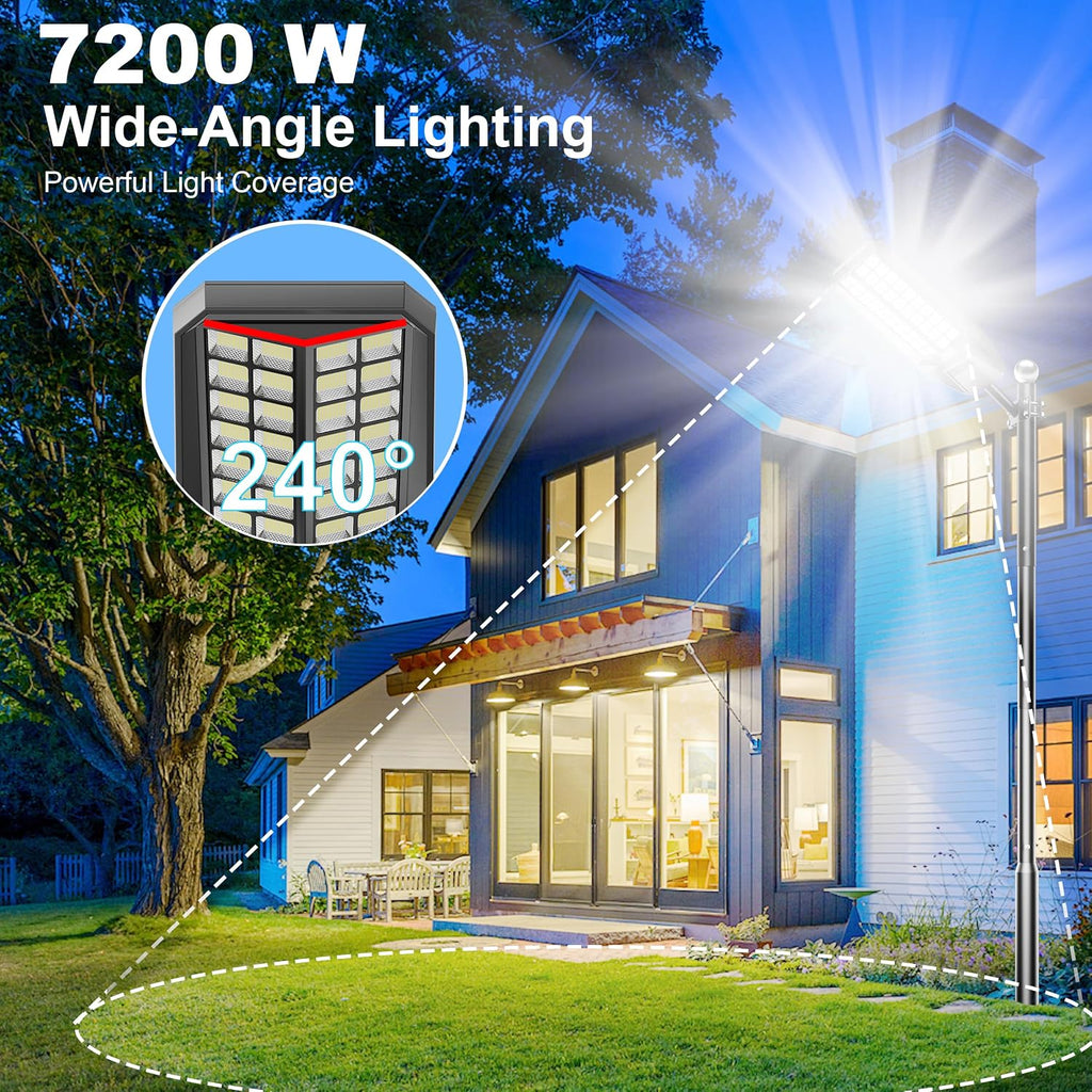 Ultra Bright Solar Street Light –12000W Solar Street Lights Outdoor with 300,000LM, IP66 Waterproof Dusk to Dawn with Remote Commercial & Industrial Floodlight for Parking Lots, Warehouses, Yard