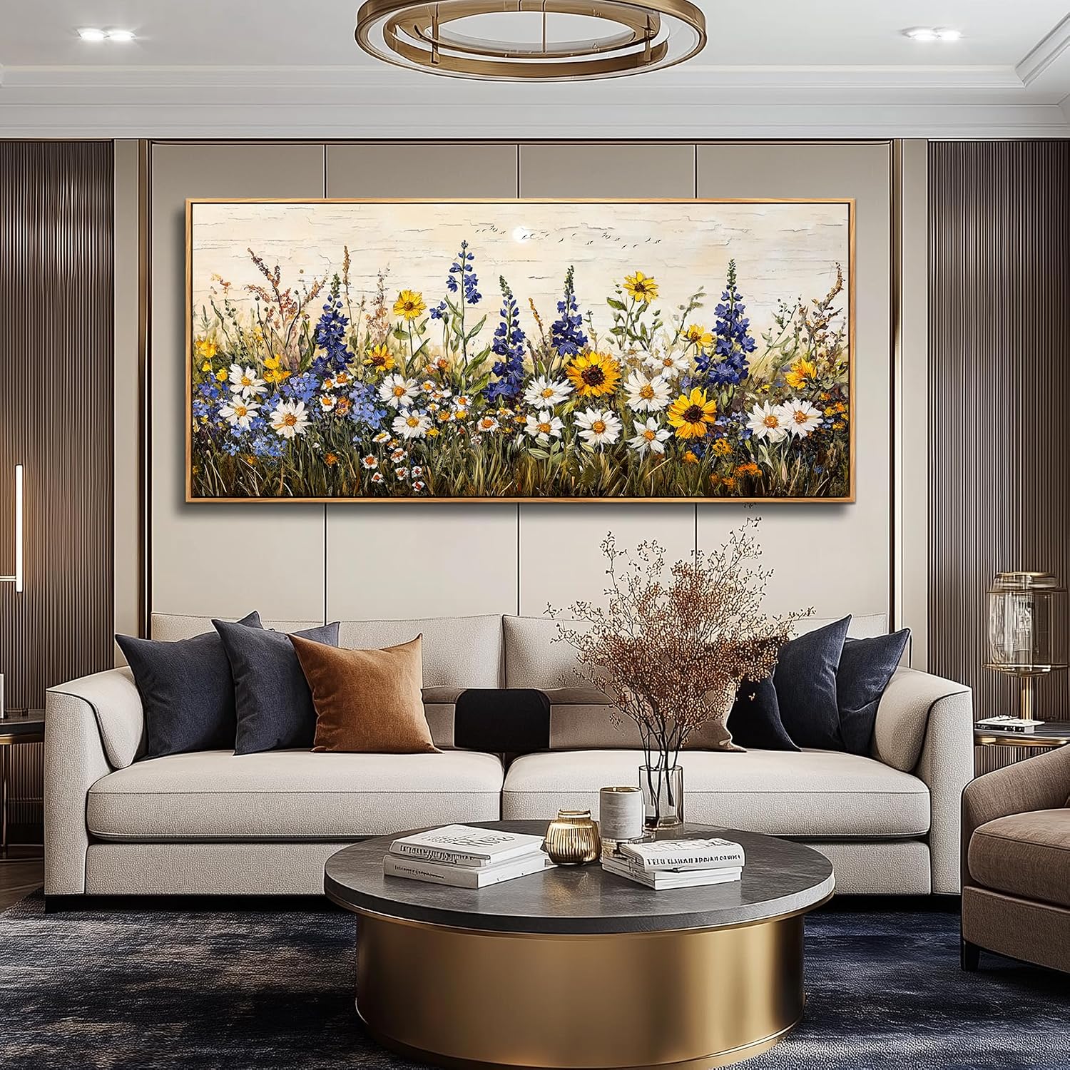 ERQINHUA Farmhouse Wall Decoration For Living Room Large Canvas Wall Art For Bedroom Office Mural Boho Flowers Watercolour Restaurant Wall Pictures Printing Artwork Home Decor 32x72 In Wood Framed