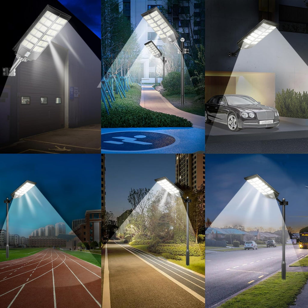 Solar Street Lights Outdoor Waterproof Dusk to Dawn, Large 9000W Outdoor Floodlight LED Motion Sensor, 7000K Wide Angle Parking Lot Flood Lamp Remote Control for Yard Garden