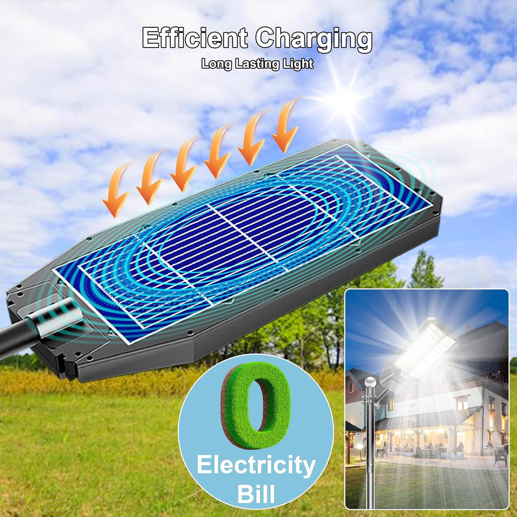 Ultra Bright Solar Street Light –12000W Solar Street Lights Outdoor with 300,000LM, IP66 Waterproof Dusk to Dawn with Remote Commercial & Industrial Floodlight for Parking Lots, Warehouses, Yard