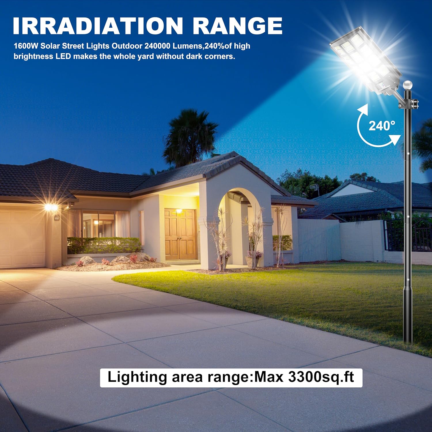 9500W Solar Street Light Outdoor Waterproof IP67 240000 Lumens, Solar Parking Lot Lights Dusk to Dawn Metion Sensor Solar Power Street Light Outside 4-Pack