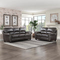 Lexicon Leather Match Sofa Set, Top Grain Leather Match Living Room Furniture Sets, Include Sofa Couch and Loveseat, 2-Piece Set, Dark Brown