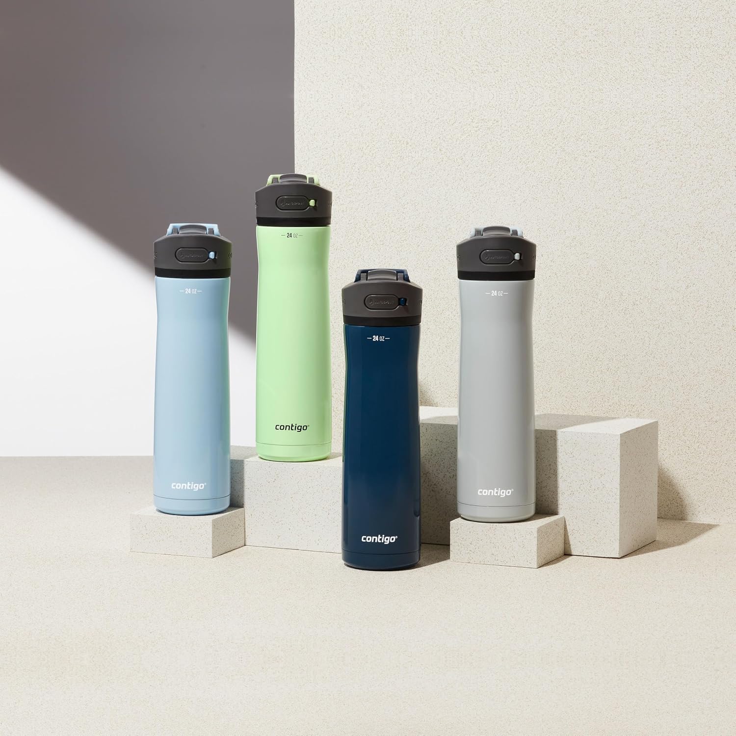 Contigo Ashland Water Bottle, 24oz, AUTOSPOUT Lid | Licorice | Pack of 4