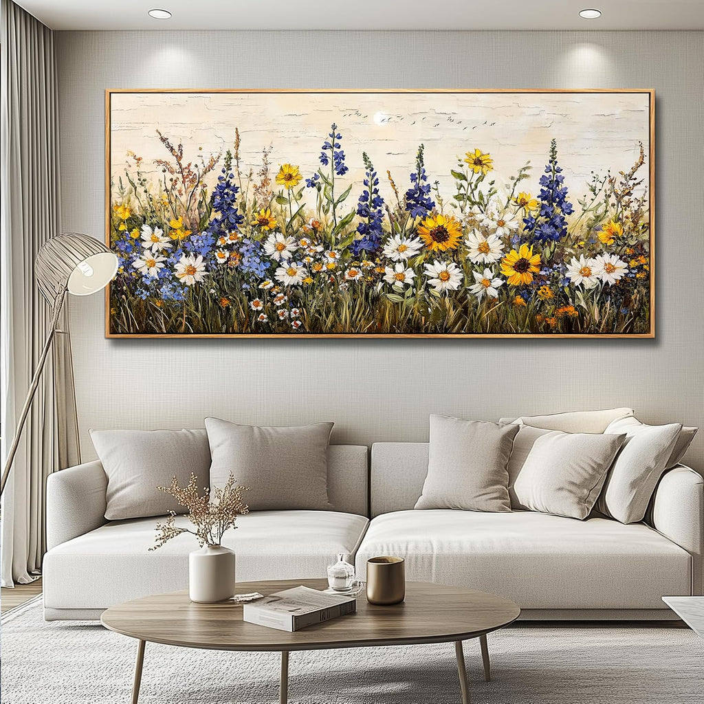 ERQINHUA Farmhouse Wall Decoration For Living Room Large Canvas Wall Art For Bedroom Office Mural Boho Flowers Watercolour Restaurant Wall Pictures Printing Artwork Home Decor 32x72 In Wood Framed