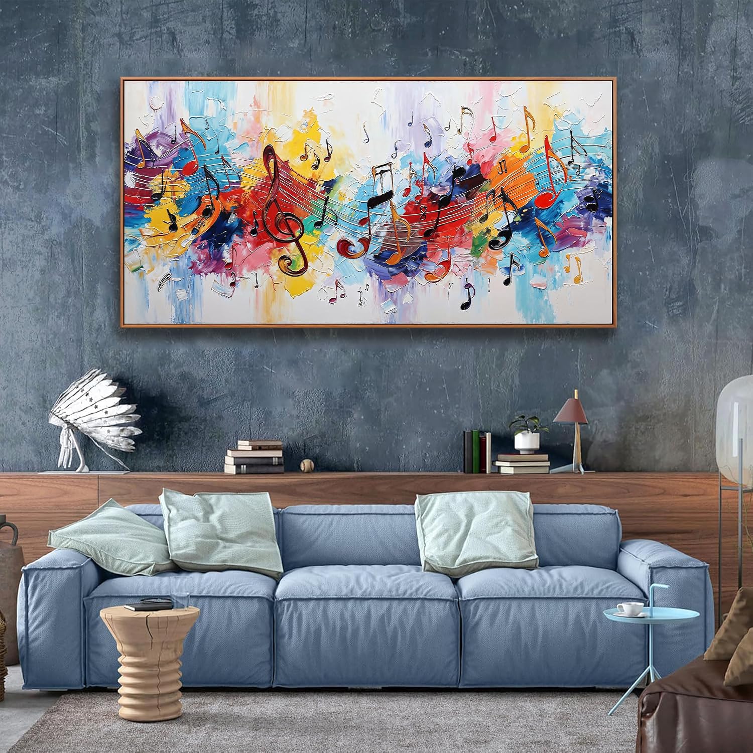 Large Abstract Wall Art For Living Room Colorful Musical Note Canvas Art Wall Decor Print Abstract Art Painting Print For Home Bedroom Decor Hotel Artwork 29 X 58 Inch With Framed