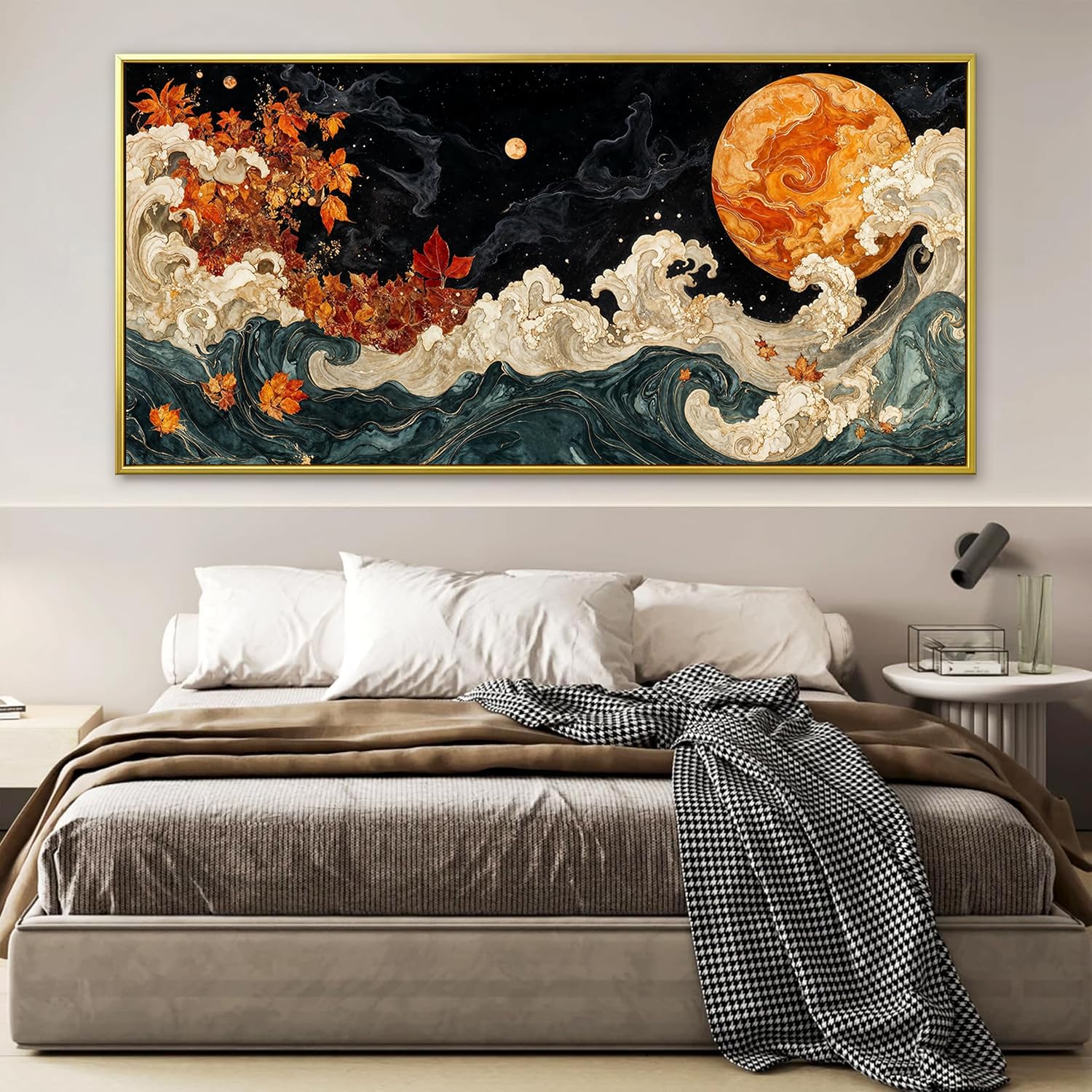 Large Wall Art For Living Room Gold Framed Wall Art Prints Boho Abstract Colorful Canvas Art Wall Decor Painting Pictures Abstract Black Wall Decor For Home Bedroom Office Ready To Hang 29' × 58'