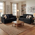 Fiona's magic 4 Seats Couch Set, 2 Piece Set Comfy Sofa, Loveseat Sofa*2 with Deep Seats for Living Room, Modern Sleeper Couch, Black Corduroy