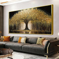 Large Golden Tree Of Life Wall Art Decor Modern Ready To Hang Room Wall Decor Gold Framed Wall Art For Living Room Kitchen Office Bedroom Canvas Prints Decor 29.5x58 Inch
