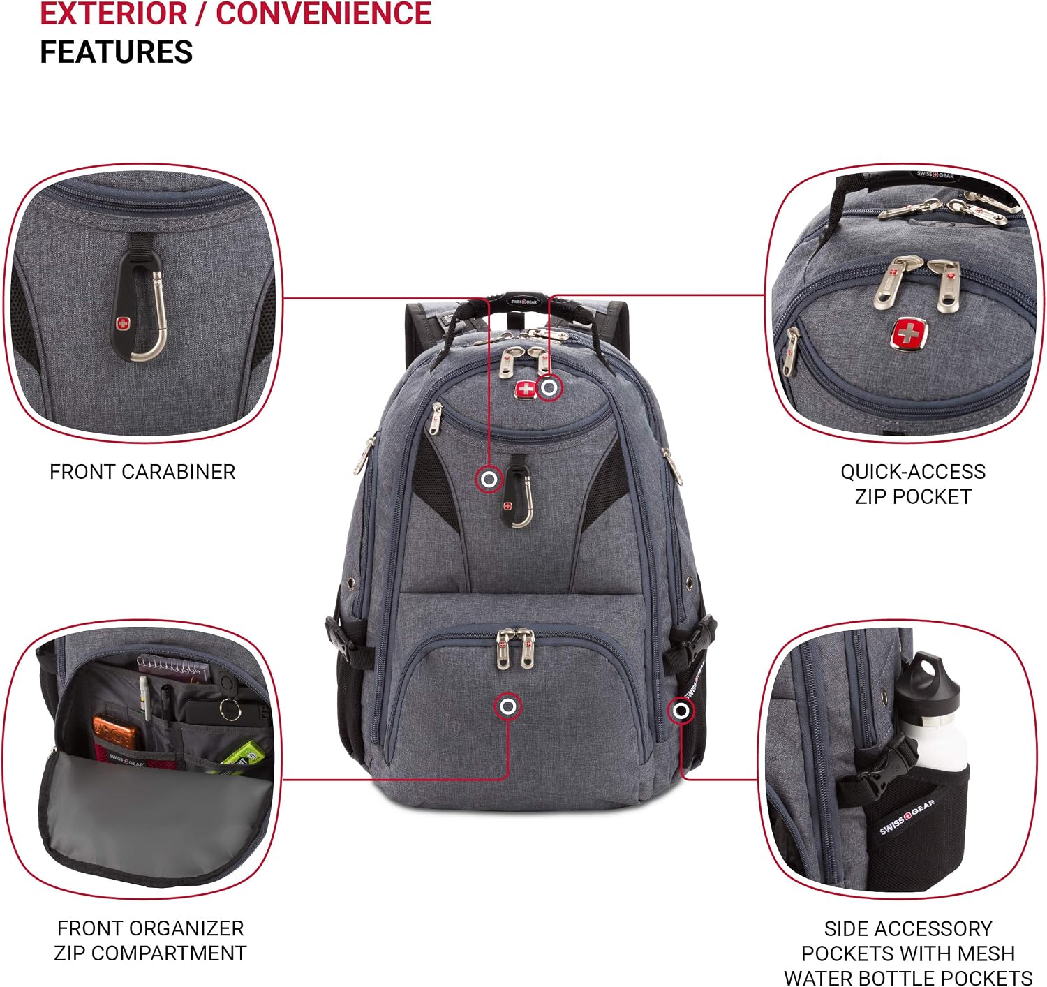 SwissGear 5977 ScanSmart TSA Friendly Laptop Backpack, Fits Most 17 Inch Laptops and Tablets, Ideal for Work, Travel, School, College, and Commuting, Grey