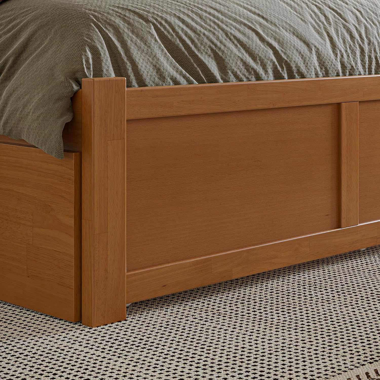 AFI, Nantucket Full Platform Bed with Footboard & Twin Trundle, Light Toffee