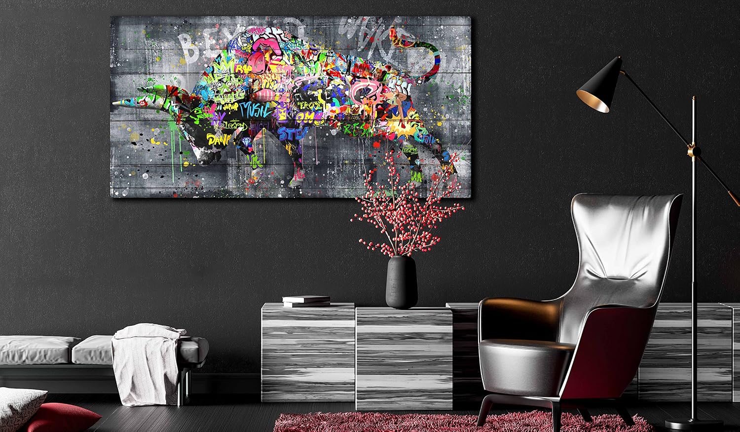 SIXTTART Highland Cow Wall-Art For Living Room Large Size - Banksy Canvas Wall Art For Bedroom - Graffiti Farmhouse Wall Decor Ready To Hang Size 59' x 29'