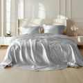 RV King Size 4-Piece Sheet Set Premium Mulberry Silk Bed Sheets Set Fits 14-16' Deep Pocket - Luxurious Soft Silk (Solid, Silver Grey)