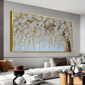 Suconvng Large Gold Framed Wall Art For Living Room Home Wall Decor Modern Canvas Art Wall Decor 29 X 58 Inches Elegant Flower White Wall Art Picture For Bedroom Office Artwork