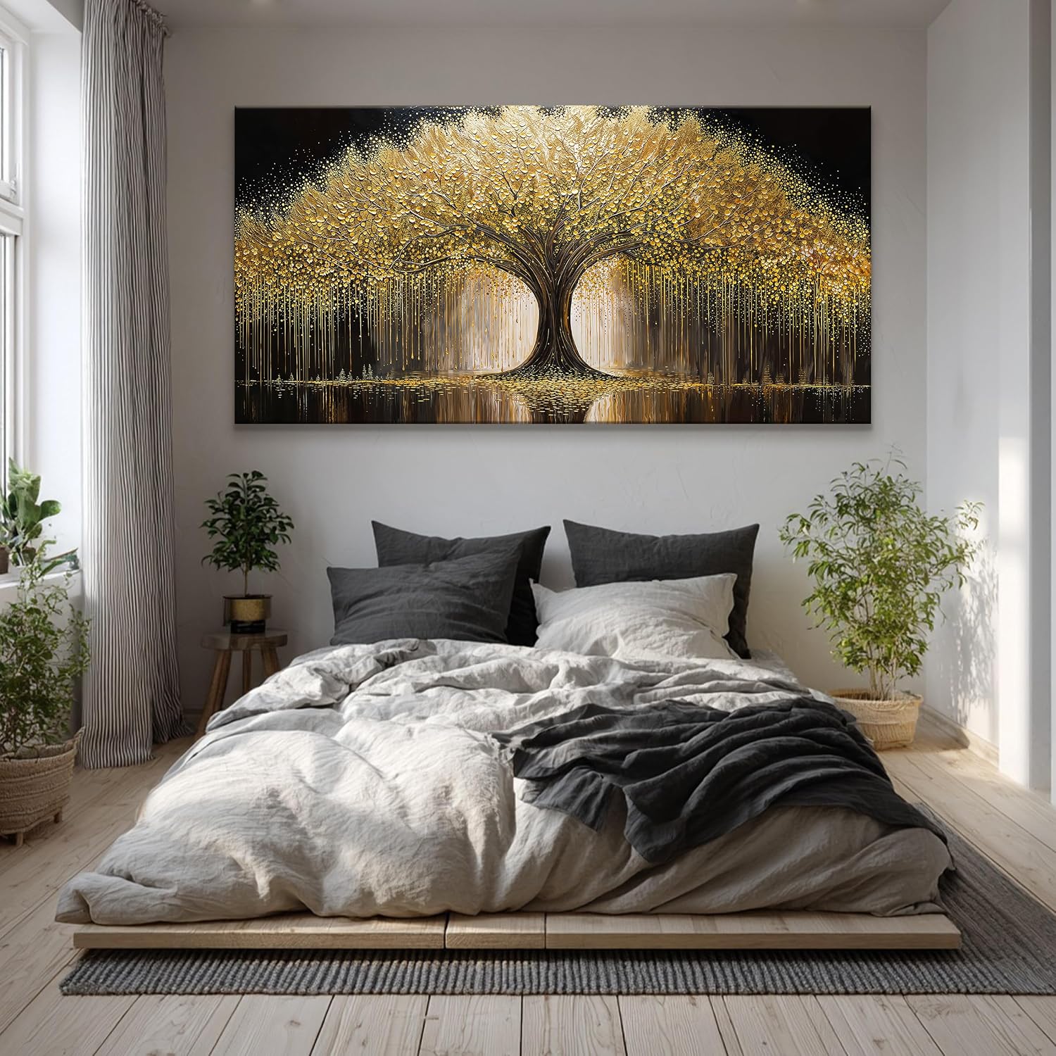 Gold Tree Of Life Wall Art Large Wall Art Prints Canvas Art Wall Decor Painting Prints Large Gold Tree Abstract Picture For Living Room Bedroom Home Office Artwork 39x78 Inch