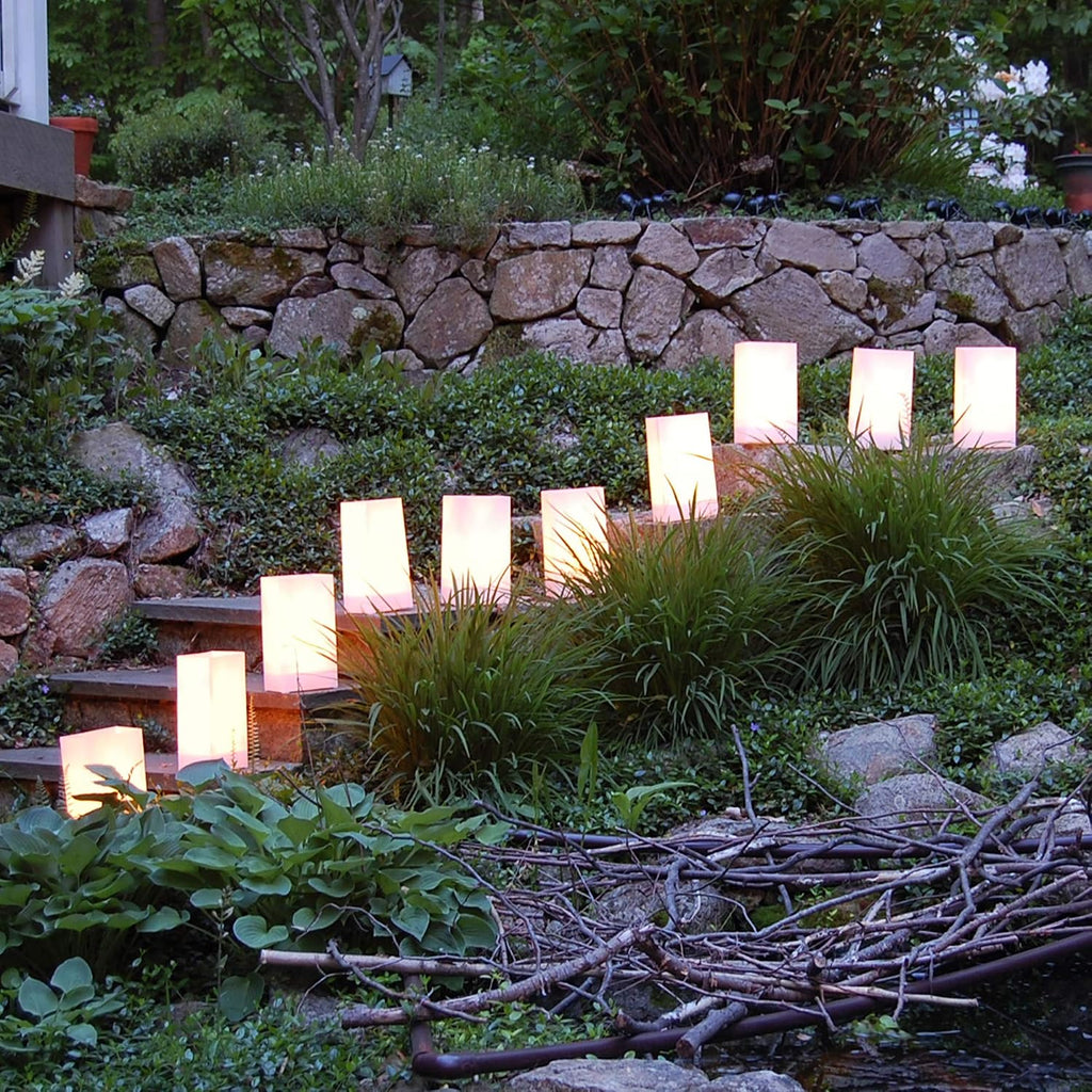 LumaBase 318100 Plastic Luminaria Lanterns, White, Pack of 100
