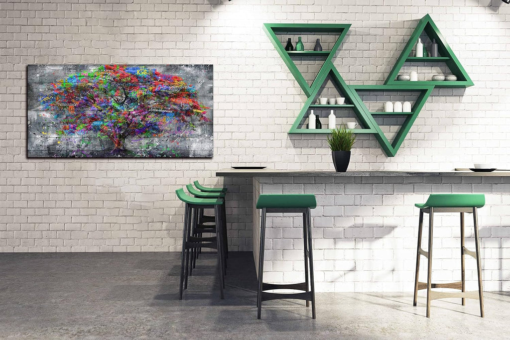 SIXTTART Tree Large Canvas Wall-Art For Living Room - Graffiti Forest Wall Art - Abstract Modern Home Office Wall Decor Ready to Hang Size 59' x 29'