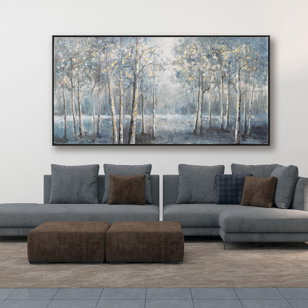 Dark color system Trees Canvas Wall Art Decor Modern Framed Wall Decorations Large Home Decor Wall Art Prints Forest Landscape 24'×48' Pictures for Room Wall Bedroom Office Decor