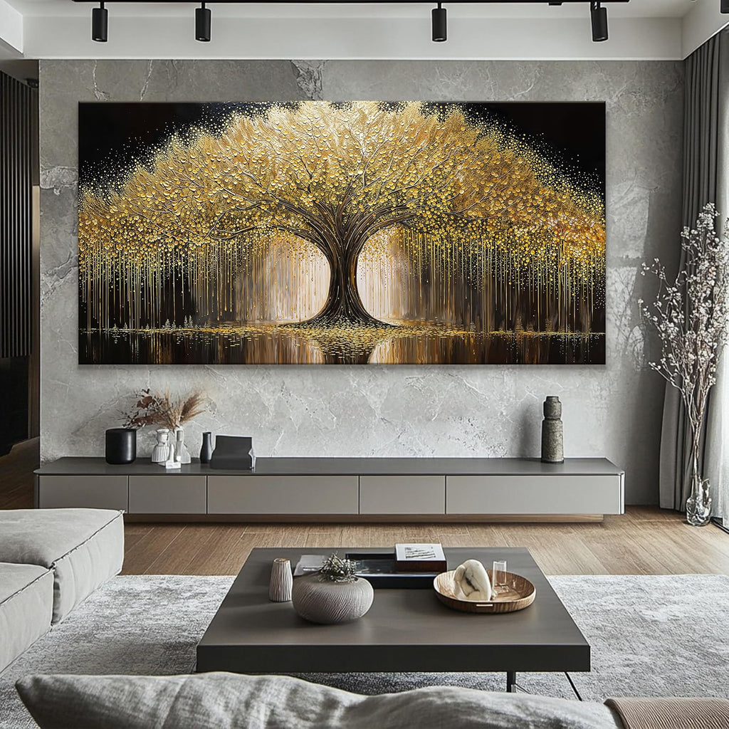 Gold Tree Of Life Wall Art Large Wall Art Prints Canvas Art Wall Decor Painting Prints Large Gold Tree Abstract Picture For Living Room Bedroom Home Office Artwork 39x78 Inch