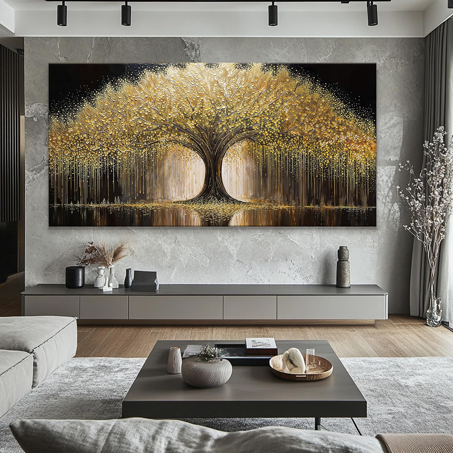 Gold Tree Of Life Wall Art Large Wall Art Prints Canvas Art Wall Decor Painting Prints Large Gold Tree Abstract Picture For Living Room Bedroom Home Office Artwork 39x78 Inch